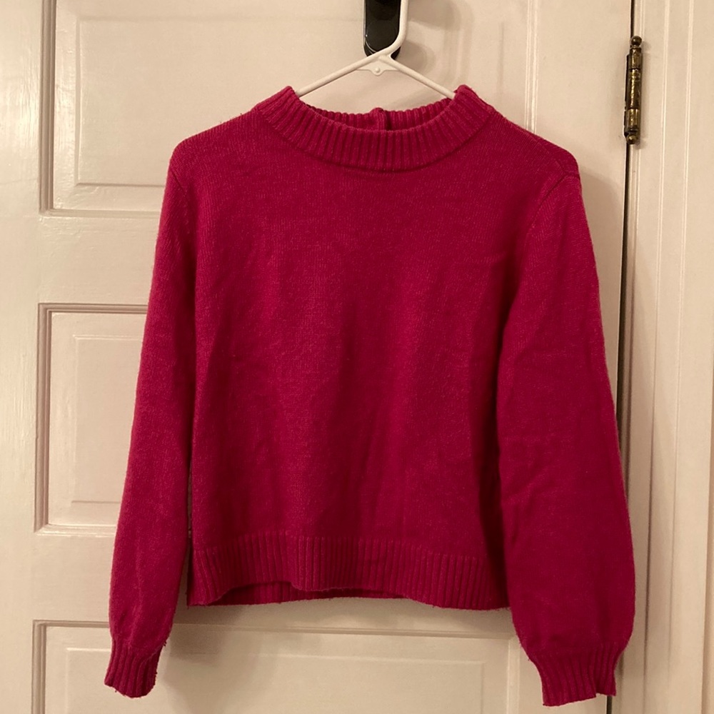 Hot pink button back sweater